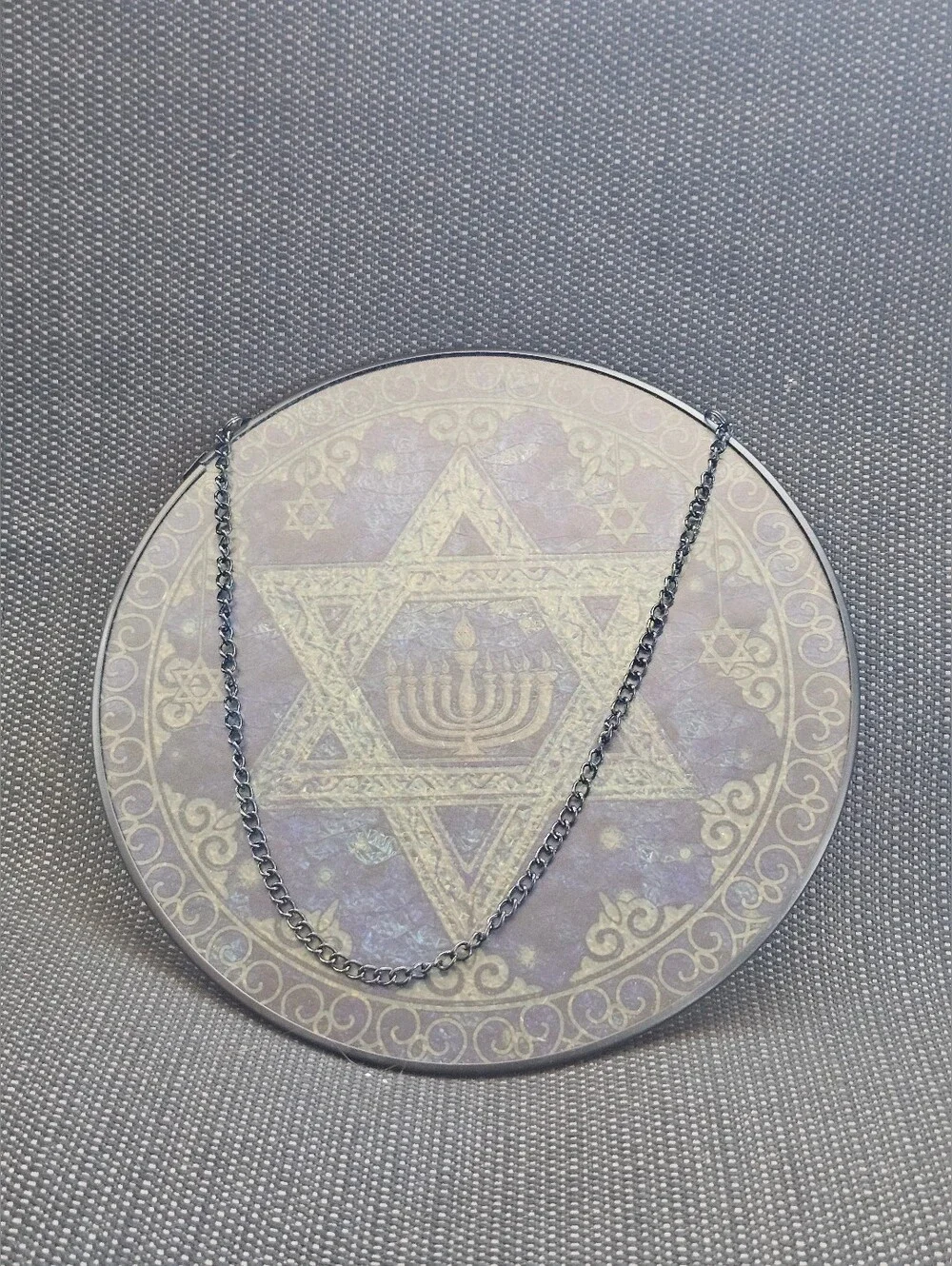 Blue and Gold Star of David Suncatcher Wall Decor